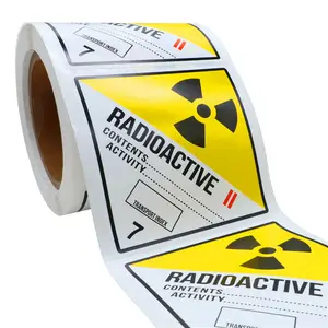 Hybsk Hazard Class 7 D.O.T. Radioactive II Labels 4x4 Inch Square 100 Adhesive Labels