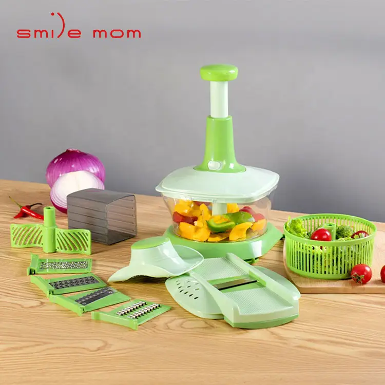 10 1でMulti 1.15L Food Processor - Kitchen Accessories - Vegetable Slicer Grater - Salad Spinner - Manual Food Chopper