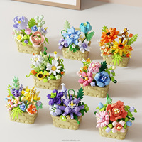 Mini blocs de construction, panier de fleurs, bouquet floral, ensemble de construction, micro blocs, modèle d'assemblage DIY, décoration de bureau, cadeau