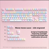 Stock Meow Sauce Mechanical Keyboard Keycaps 125-key Mini Full Set Original-height PBT Side-printed Light Transmission Keycaps