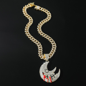 Nuevo Collar con Colgante de Luna Estilo Retro Hiphop 2026, Chapado en Oro y Plata, para Hombre, Joyería de Moda al por Mayor - Product Image 1