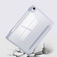 Coque arrière rigide en acrylique PC avec support pour stylet pour iPad Mini 6 8,3 pouces, étui en cuir PU transparent pliable en trois parties