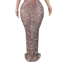 Vêtements Vente en Gros SexyTransparent Diamant Robe de Dîner Femmes Dos Nu Maxi Club Robe de Bal Grande Taille Femmes Fête Robe de Soirée