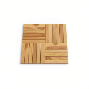 Dalles de terrasse en teck massif 11,8''x11,8'' à motif vertical, dalles de sol carrées à emboîtement pour extérieur - Product Image 1