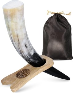 Taza de cerveza vikinga de cuerno de búfalo ecológica recuerdo náutico de animales naturales de alta calidad para eventos medievales a un precio económico - Product Image 2