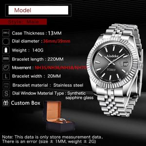 Cadran OEM personnalisé Logo Mod Japon NH35/NH36/NH38/NH70 Mouvement <span class=keywords><strong>Montre</strong></span> mécanique pour hommes Bracelet en silicone résistant à l'eau Cadran pointeur - Product Image 2