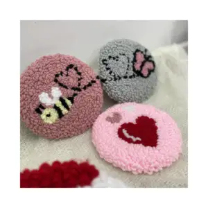 Perfect color size valentines day Y2K bee butterfly mug rug punch needle coasters for home decor