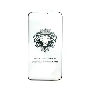 Lion Head lapisan pelindung layar kaca Tempered, lapisan pelindung layar berperekat penuh untuk iPhone 15 Pro Max 14 Plus 13 12 11