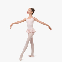 Maillot de Ballet Rosa para Niñas con Mangas con Volantes y Falda con Volantes, Ideal para Prácticas de Ballet