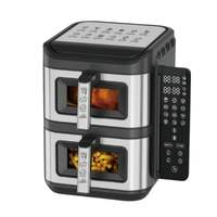 Freidora de Aire Doble con Pantalla LED Plegable, Dos Recipientes con Ventana Visible, Capacidad de 12L, Digital, Apilable