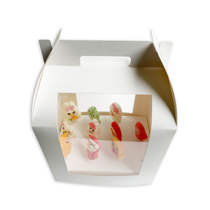Caja <span class=keywords><strong>de</strong></span> cartón blanca decorativa para llevar, con ventana para exhibir cake pops, caja <span class=keywords><strong>de</strong></span> embalaje <span class=keywords><strong>de</strong></span> papel para dulces, impresión offset - Product Image 5