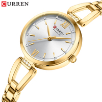 Jam Tangan Wanita CURREN 9092 Mewah Elegan dengan Rhinestone Berkilau, Tali Baja Anti Karat Sederhana