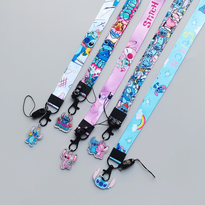 Newest Lovely Creative Cartoon Stitch Lanyards Anti-Lost Neck Strap ID Card Holder Lanyards Satin for Student Promotional Gifts Image 3