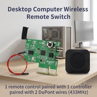 Remote Control RF Nirkabel, Sakelar Tombol Daya Komputer Tetap, Modul Nyala/Mati PC 12V, Jangkauan 50m, Baterai AAA, LED