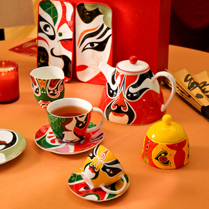 Juego de Vajilla Desechable de Porcelana con Diseño de Caras de Ópera al Estilo Chino, Platos y Tazones Aptos para Lavavajillas con Diseño de Lujo Real - Product Image 5