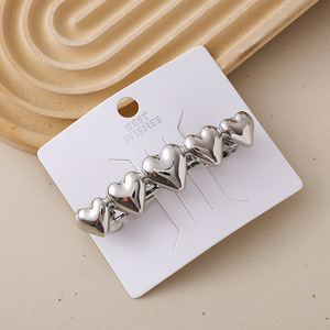 Glossy Double Ponytail <b>Cuff</b> <b>Hair</b> Accessories Waterproof Stainless Steel Heart Haigrips With Bow Metal and Pearl Material - Product Image 3