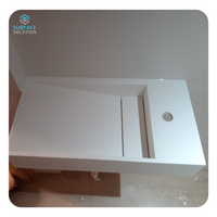 Vasque de salle de bain en acrylique massif moderne, personnalisée en usine en Chine, antibactérienne, écologique, certifiée CE, finition nickel