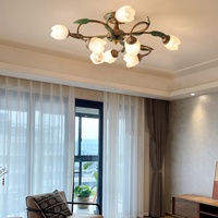 Nordique Simple LED Antique Cuivre Fer Américain Rustique Plafonnier Lustre En Cristal De Luxe pour Salle À Manger Salon pour Villas