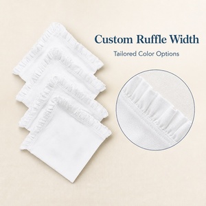 Serviette en tissu français biologique certifiée OEKO-Tex, faite à la main, brodée, à blocs de couleur, avec bord festonné, en lin pur, pour la table de mariage - Product Image 3