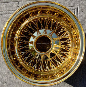 Nouvelles jantes de luxe 13x7 à rayons profonds pour voiture, 4 pièces, en acier chromé doré, 5x114.3, à rayons Zenith, ajustement universel - Product Image 4
