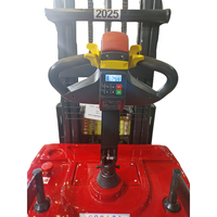 Ventes chaudes, transpalette électrique à conducteur accompagnant, 1,5 tonne, entièrement électrique, petite plateforme, batterie au plomb-acide 73AH, capacité de levage de 2M
