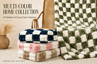 Couverture en fourrure de lapin à carreaux douce et confortable Kingowrth, fabricant en gros, design personnalisable pour l'hiver