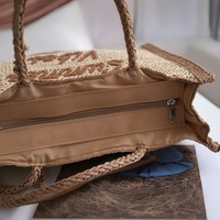 Sac fourre-tout en paille tissée avec logo personnalisé, grande capacité, sac de plage d'été, sac à bandoulière, sac de shopping personnalisé, sac fourre-tout en crochet écologique