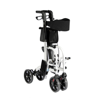 Rollator Rolling Walker et chaise de transport en fauteuil roulant avec 2 positions de dossier et mobilité pliante pour la maison, l'hôpital TRA08
