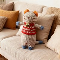 Adorable poupée au crochet Bell Cat, accessoire en peluche fait main pour sacs et décoration intérieure, poupée au crochet Bell Cat