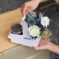 Boîte de transport portable pour fleurs et café en carton kraft avec poignée, vente en gros, collection automne