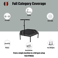 Trampoline de fitness en acier avec poignée de sécurité octogonale, ressorts élastiques, surface de saut rembourrée, cadre de support stable, salle de sport