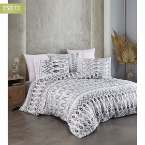 Varol 250 TC Bamboo Blend Cotton Satin Duvet Cover Set Double Size Modern Geometric Pattern Woven for Home Use-CORSO - Product Image 3