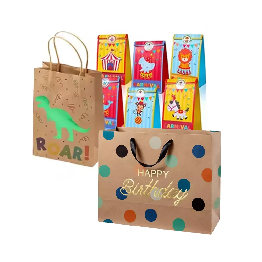 Stampa personalizzata bambini festa di compleanno favore regalo di nozze sacchetto di carta kraft cookie goody candy goodie bags sacchetto di fata di carta dolce