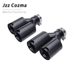Embout de silencieux de voiture en forme de Y, embout en acier inoxydable, entrée de 63 mm, sorties de 79 mm, noir, fibre de carbone, embouts d'échappement universels doubles - Product Image 1