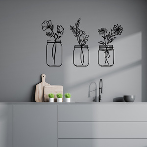 Flores al por Mayor en un Jarrón, Decoración de Pared de Metal, Decoraciones para el Hogar, para Sala de Estar, Decoración de Dormitorio - Product Image 6