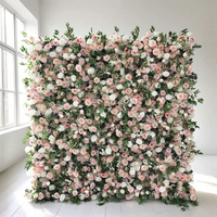 Mur de fleurs artificielles en soie de luxe 8 pieds x 8 pieds, enroulable, pour mariage et décoration extérieure
