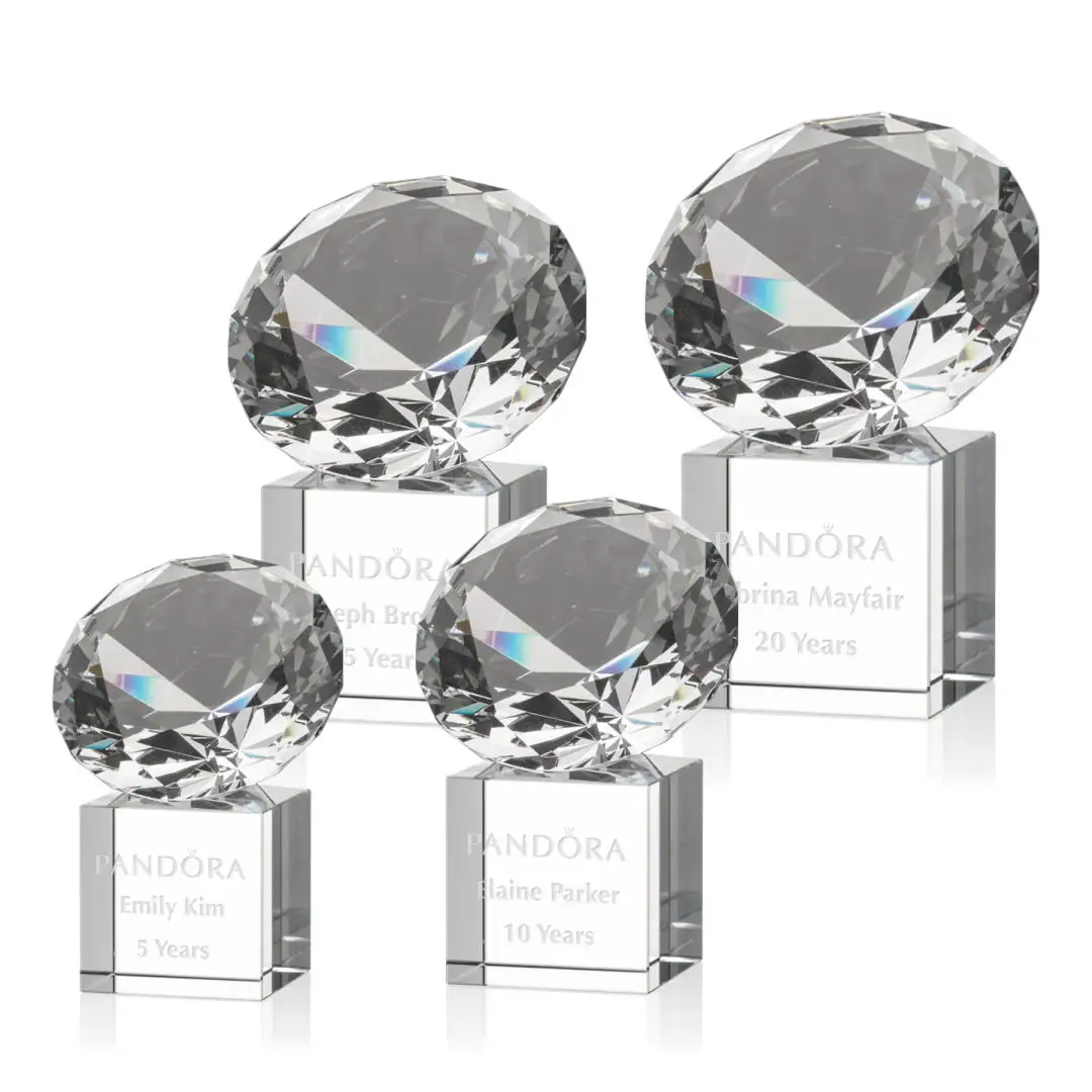 Hitop high quality diamond crystal trophy blanks with colorful big size diamond award for souvenir gift