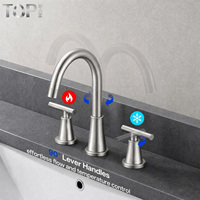 Robinet Mitigeur de Lavabo en Céramique à Double Poignée en Acier Inoxydable 304, Eau Chaude et Froide, Vente en Gros, Fournisseur Direct d'Usine OEM ODM