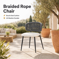 Chaise de balcon extérieure en rotin PE et fer, empilable, moderne, minimaliste, résistante à l'eau, aux intempéries et à la rouille, pour l'extérieur, en gros