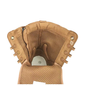 Combat <b>Boots</b> Men Sand Color Cowhide Waterproof Side Zipper Outdoor Training <b>Work</b> <b>Boots</b> Low Heel Rubber Sole - Product Image 5