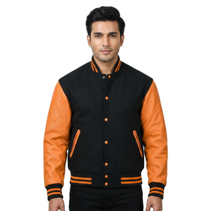 Chaqueta Universitaria de Béisbol Unisex de Alta Calidad con Logotipo Personalizado, Cuello Alto con Parches, Venta al Por Mayor - Product Image 1