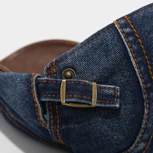 Nouvelle Arrivée Casquette Plate en Jean Délavé Tendance pour Femme et Homme, Style Rétro Décontracté avec Visière en Cuir PU - Product Image 6