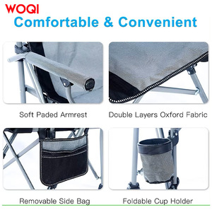 Chaise de plage pliable Woqi Outdoor, dossier haut, assise en mousse épaisse, gris spatial, chaise de camping et de pêche - Product Image 5