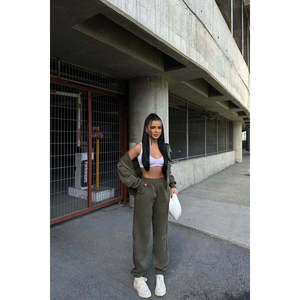 Conjunto de Pantalones Color Caqui con Detalle de Cremallera para Mujer - Product Image 1