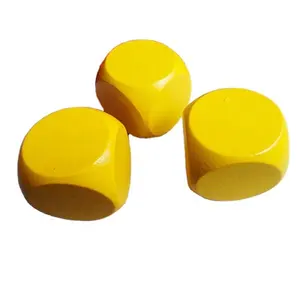 30mm plain yellow color round corner cubic wooden dice wood cubic blocks wooden square