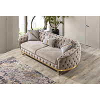 Ensemble de canapés en cuir véritable au design luxueux pour salon, avec structure métallique simple, pieds en velours, mobilier de maison, rembourrage en éponge