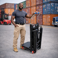 Chariot à plateforme pliable électrique robuste en métal à quatre roues, capacité de charge 150-400 kg, pour usage industriel, OEM, shopping et stockage
