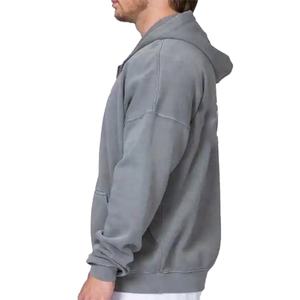 Custom Essentials Hoodie Men's 100% Cotton Oversize Drop Shoulder Full Zip up Hoodie Heavyweight Zip Hoodie for Men - Product Image 6