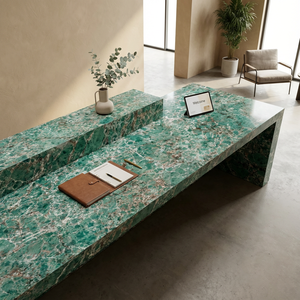 Encimera de Cuarzo de Piedra Artificial Exótica Color Verde Mar, Fabricada por el Fabricante Original, para Isla de Cocina, Tocador, Banco - Product Image 3