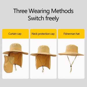 Quick Dry Nylon <b>Mens</b> Outdoor <b>Sun</b> With Face Neck Flap Uv Protection Wide Brim Fishing <b>Hat</b> Tiene for Hiking Safari Upf 50+ - Product Image 2
